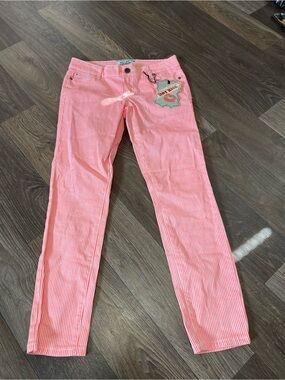 Striped Coral Seersucker Pants